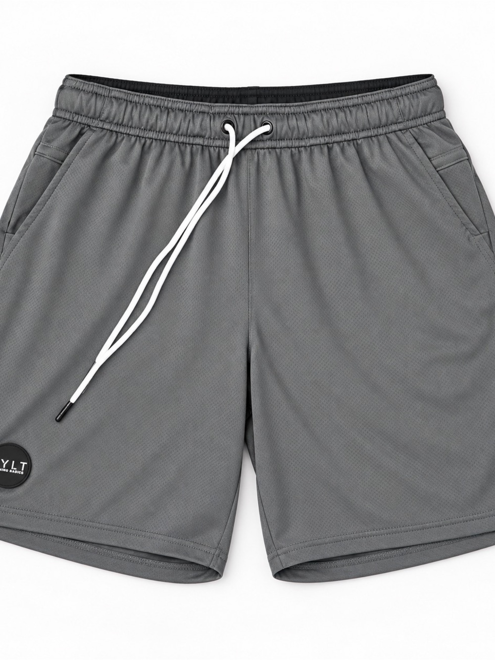 BYLT Basics Men's Charcoal Gray Athletic Shorts with White Drawstring
